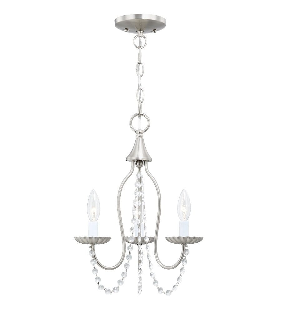Alessia Brushed Nickel 3-Light Mini Chandelier with Crystal Accents