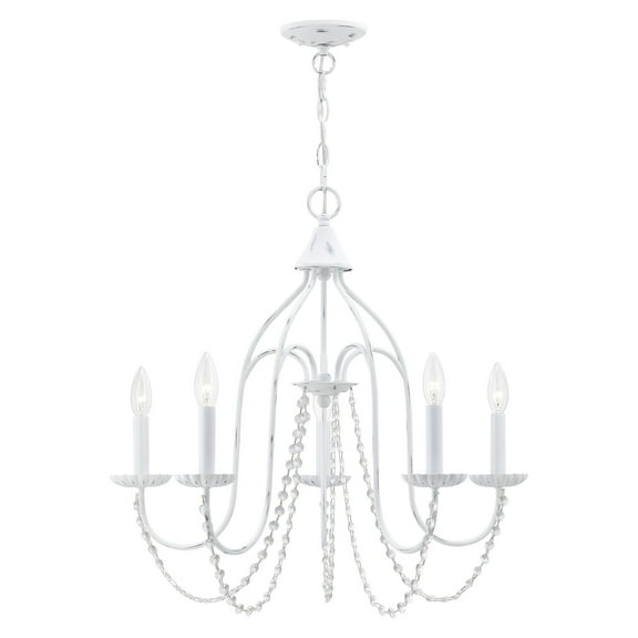 Livex Lighting Alessia 5-Light Contemporary Metal Chandelier in Antique White