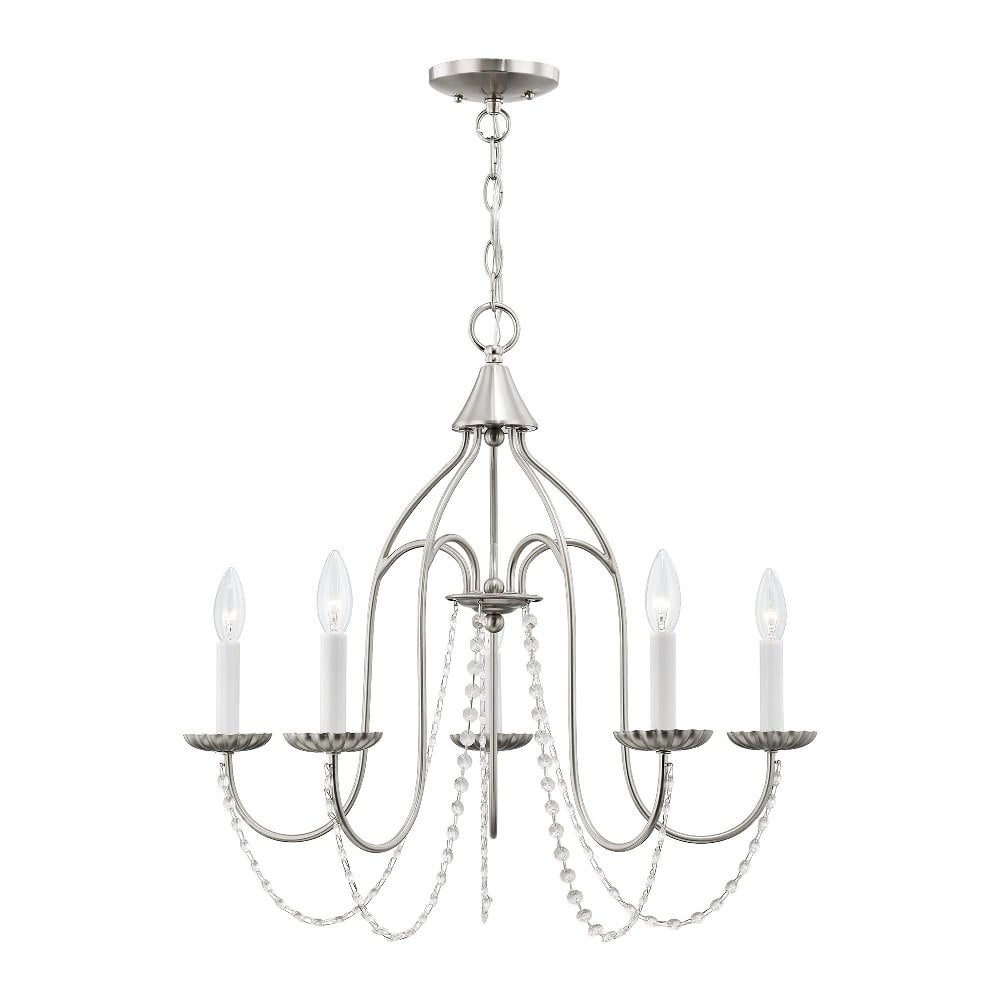 Alessia Brushed Nickel 5-Light Crystal Chandelier