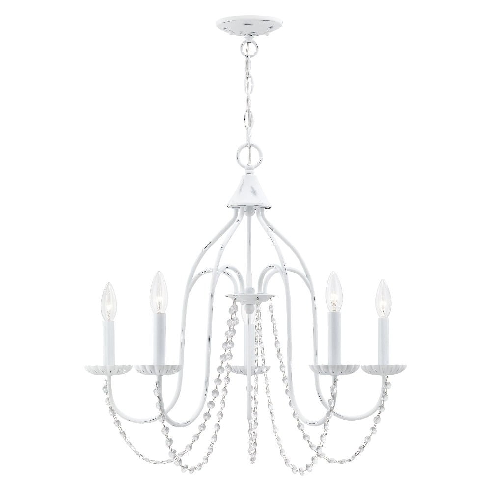 Elegant Antique White 5-Light Crystal Chandelier