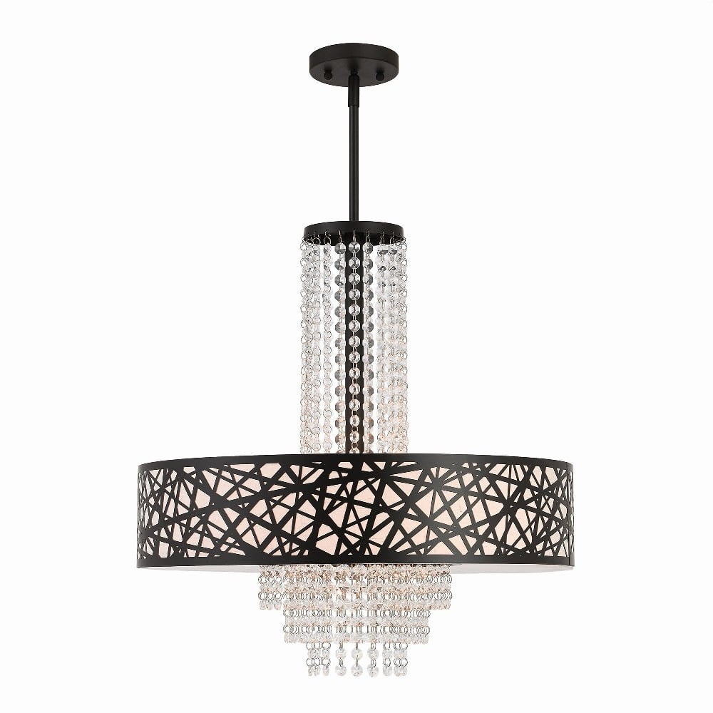 Allendale 5-Light Bronze Drum Pendant with Crystal Accents