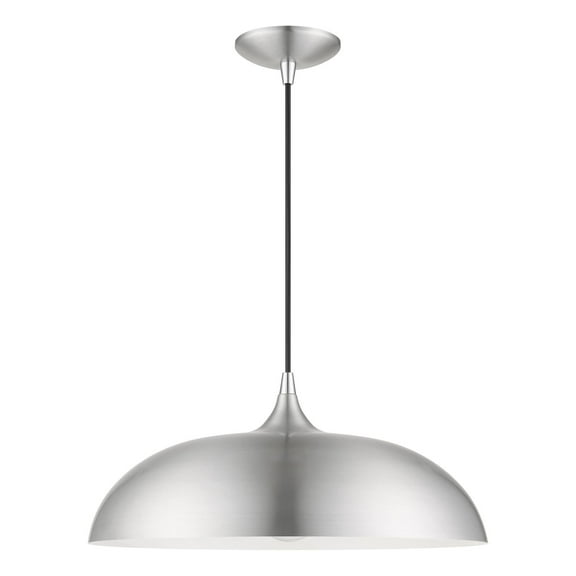 49233-66 Livex Lighting Amador - 1 Light Pendant In Transitional Style-13.75 Inches Tall and 17.75 Inches Wide-Brushed Aluminum/Polished Chrome Finish