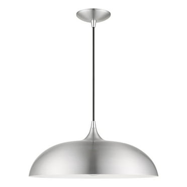 49233-66-Livex Lighting-Amador - 1 Light Pendant In Transitional Style-13.75 Inches Tall and 17.75 Inches Wide-Brushed Aluminum/Polished Chrome Finish