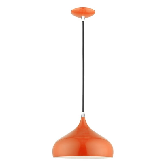 41172-77 Livex Lighting Amador - 1 Light Pendant In Transitional Style-15 Inches Tall and 11.75 Inches Wide-Shiny Orange/Polished Chrome Finish