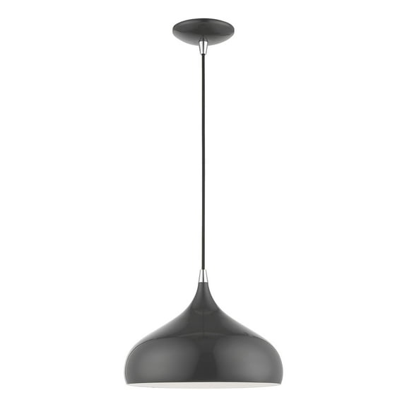 41172-96 Livex Lighting Amador - 1 Light Pendant In Transitional Style-15 Inches Tall and 11.75 Inches Wide-Shiny Dark Gray/Polished Chrome Finish