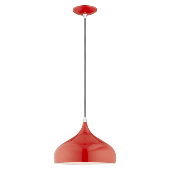 41172-72 Livex Lighting Amador - 1 Light Pendant In Transitional Style-15 Inches Tall and 11.75 Inches Wide-Shiny Red Finish -Traditional