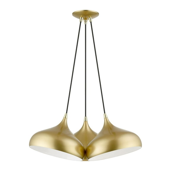 41053-33 Livex Lighting Amador - 3 Light Cluster Pendant In Transitional Style-15 Inches Tall and 25 Inches Wide-Soft Gold/Polished Brass Finish