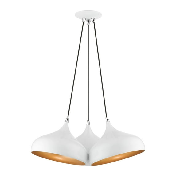 41053-69 Livex Lighting Amador - 3 Light Cluster Pendant In Transitional Style-15 Inches Tall and 25 Inches Wide-Shiny White Finish