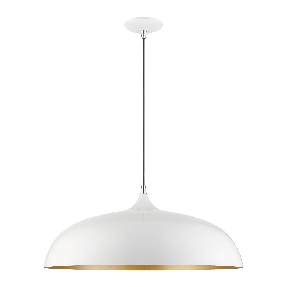 Shiny White and Chrome 3-Light Large Pendant