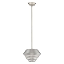 40401-91 Livex Lighting Amsterdam - 1 Light Mini Pendant in Mid Century Modern Style - 10 Inches wide by 16 Inches high-Brushed Nickel Finish