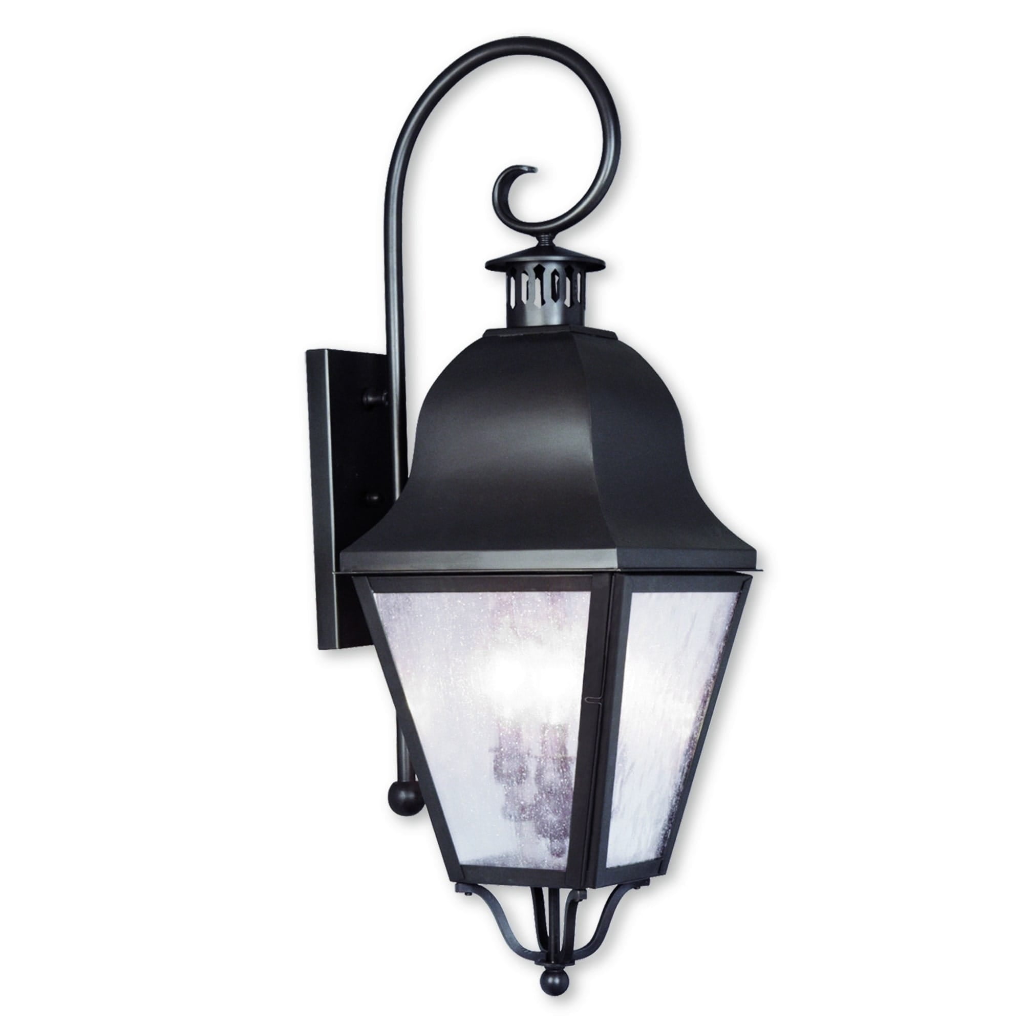 Amwell Bronze 3-Light Outdoor Wall Lantern with Seeded Glass