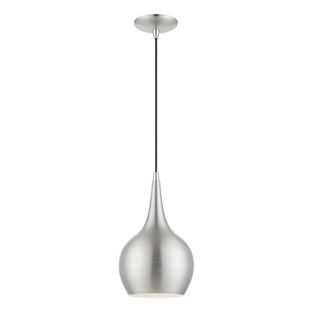 49016-91-Livex Lighting-Andes - 1 Light Mini Pendant In Urban Style-19.5 Inches Tall and 7.75 Inches Wide-Brushed Nickel/Polished Chrome Finish