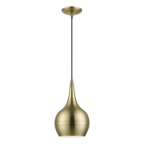 49016-01 Livex Lighting Andes - 1 Light Mini Pendant In Urban Style-19.5 Inches Tall and 7.75 Inches Wide-Antique Brass Finish -Traditional