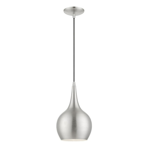 49016-91 Livex Lighting Andes - 1 Light Mini Pendant In Urban Style-19.5 Inches Tall and 7.75 Inches Wide-Brushed Nickel/Polished Chrome Finish