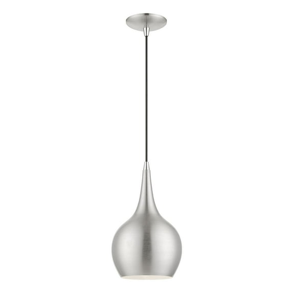 49016-91 Livex Lighting Andes - 1 Light Mini Pendant In Urban Style-19.5 Inches Tall and 7.75 Inches Wide-Brushed Nickel/Polished Chrome Finish