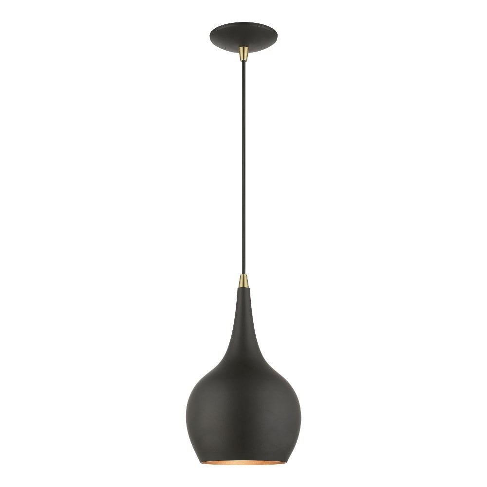 Andes Mini Pendant in Black and Antique Brass with Steel Shade