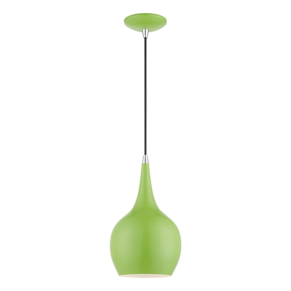 49016-78 Livex Lighting Andes - 1 Light Mini Pendant In Urban Style-19.5 Inches Tall and 7.75 Inches Wide-Shiny Apple Green/Polished Chrome Finish