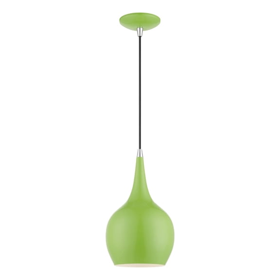 49016-78 Livex Lighting Andes - 1 Light Mini Pendant In Urban Style-19.5 Inches Tall and 7.75 Inches Wide-Shiny Apple Green/Polished Chrome Finish