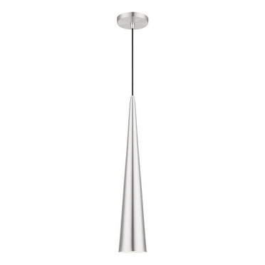 49631-66-Livex Lighting-Andes - 1 Light Tall Pendant In Urban Style-30.5 Inches Tall and 5 Inches Wide-Brushed Aluminum/Polished Chrome Finish