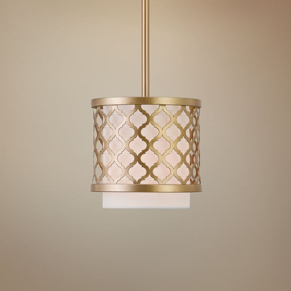 41101-33 Livex Lighting Arabesque - 1 Light Mini Pendant in Glam Style - 7 Inches wide by 10.25 Inches high-Soft Gold Finish    -Traditional