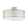 thumbnail image 1 of Livex Lighting  Arabesque 3 Light Brushed Nickel Indoor Flush Mount - Silver, 1 of 2