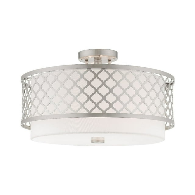 Livex Lighting  Arabesque 3 Light Brushed Nickel Indoor Flush Mount - Silver