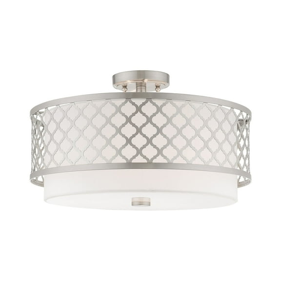 Livex Lighting Arabesque 3 Light Semi Flush Mount in Brushed Nickel