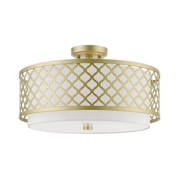 Livex Lighting - Arabesque - 3 Light Large Semi-Flush Mount In Fretwork