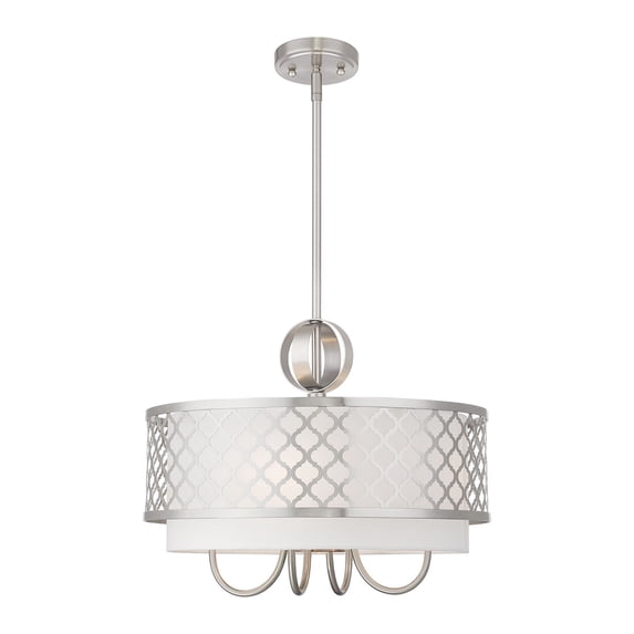 41104-91 Livex Lighting Arabesque - 5 Light Pendant in Glam Style - 18 Inches wide by 17.5 Inches high-Brushed Nickel Finish -Traditional