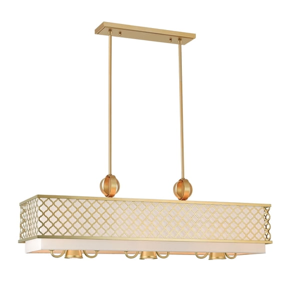Livex Lighting Arabesque 9 Light Linear Chandelier in Soft Gold