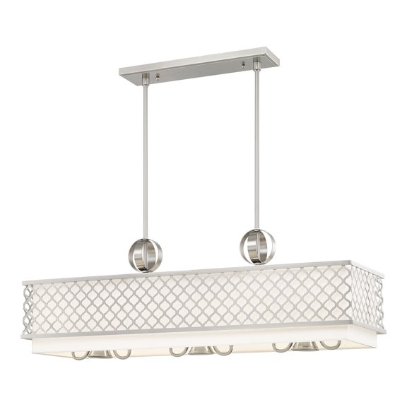 Livex Lighting Arabesque 9 Light Linear Chandelier in Brushed Nickel
