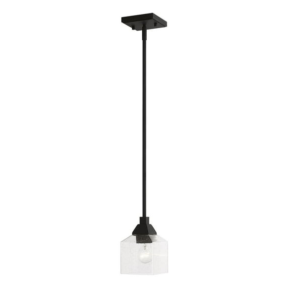 49761-04 Livex Lighting Aragon - 1 Light Mini Pendant In Architectural Style-16 Inches Tall and 4.75 Inches Wide-Black Finish -Traditional