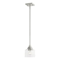 49761-91 Livex Lighting Aragon - 1 Light Mini Pendant In Architectural Style-16 Inches Tall and 4.75 Inches Wide-Brushed Nickel Finish    -Traditional