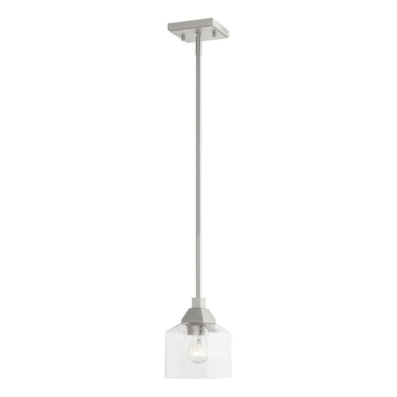 49761-91 Livex Lighting Aragon - 1 Light Mini Pendant In Architectural Style-16 Inches Tall and 4.75 Inches Wide-Brushed Nickel Finish    -Traditional
