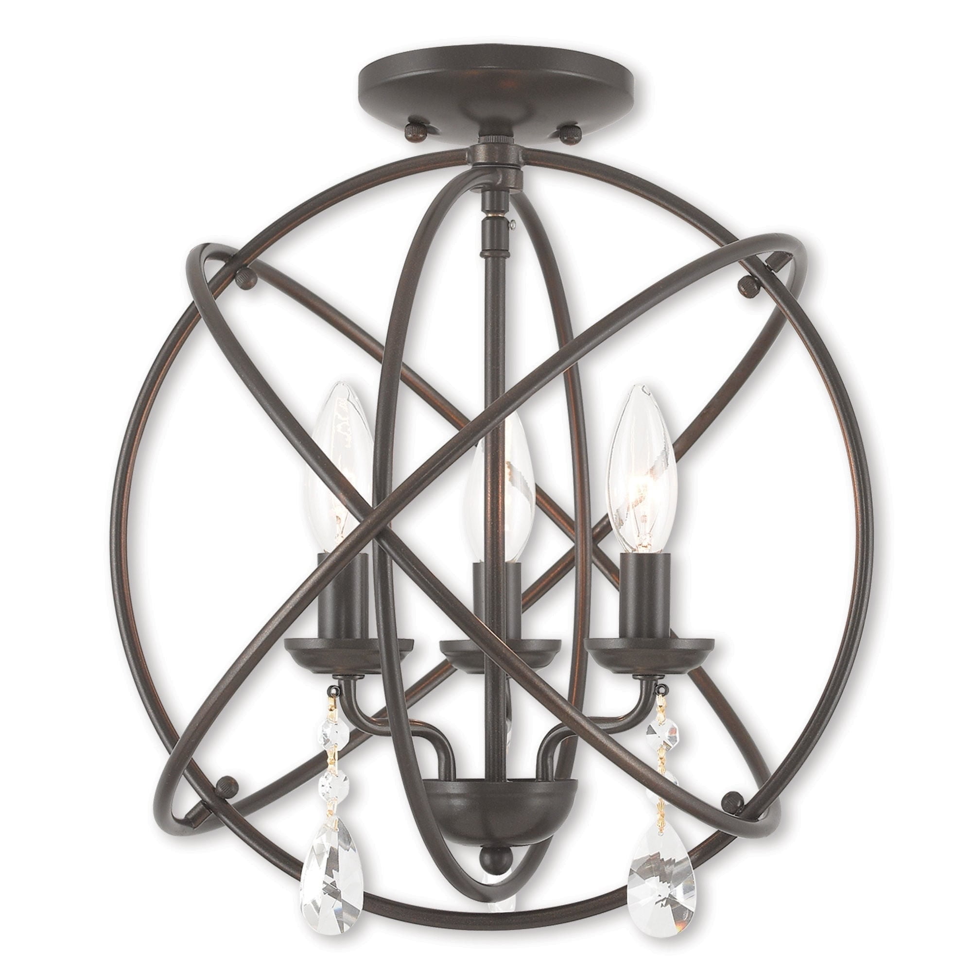 Elegant Mini English Bronze Chandelier with Dangling Crystals