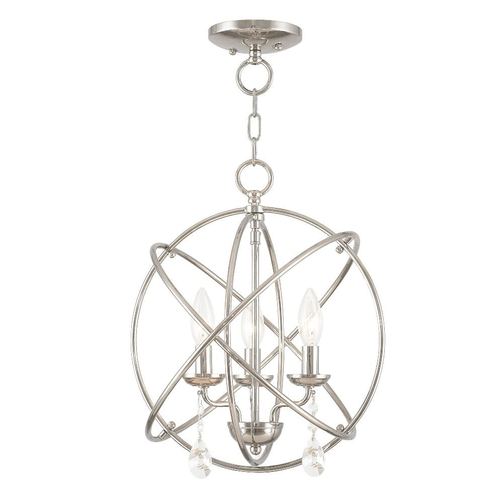 Polished Nickel Mini 3-Light Candle Chandelier