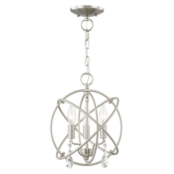 Livex Lighting Aria 3-Light Transitional Metal Chandelier in Brushed Nickel
