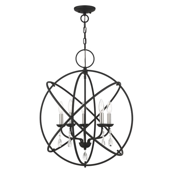 Livex Lighting Aria 5-Light Transitional Metal Chandelier in Black