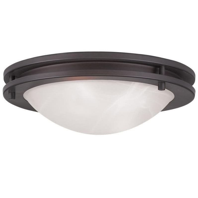 Ariel Contemporary 11" Bronze Bowl Ceiling Light with White Alabaster Glass