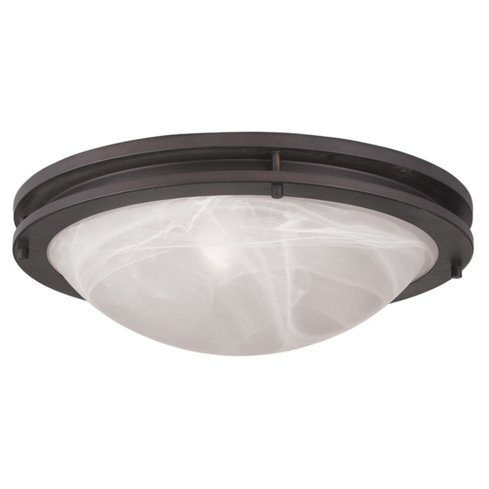 Ariel Art Deco-Inspired Bronze 3-Light Flush Mount with White Alabaster Glass