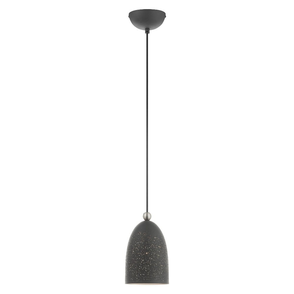 Scandinavian Gray Mini Pendant Light with Brushed Nickel Accents