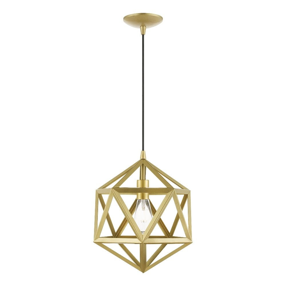 Soft Gold Glass Mini Pendant Light with Metal Shade