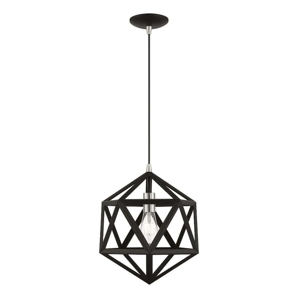 Black and Brushed Nickel Geometric Mini Pendant Light