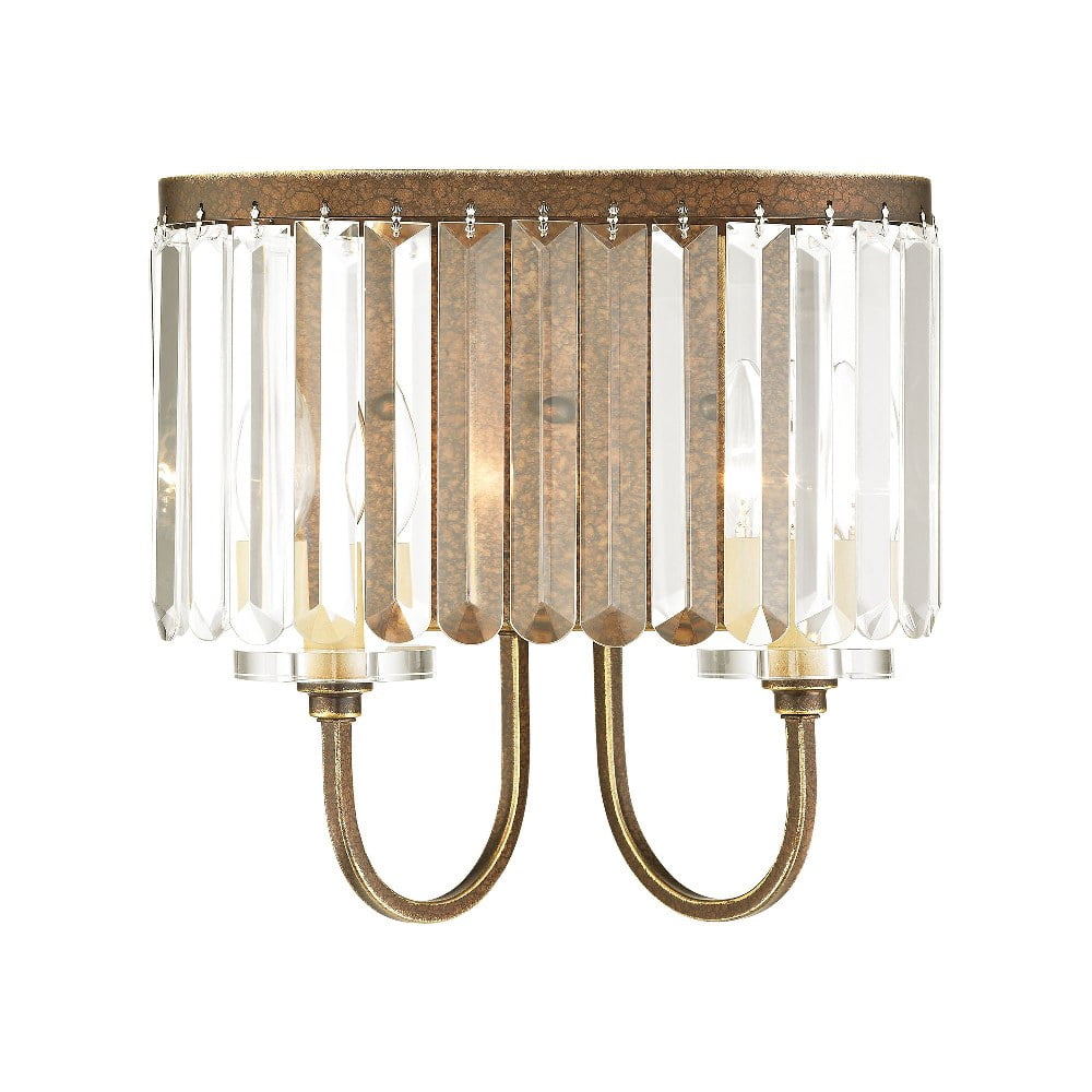 Hand Painted Palacial Bronze 2-Light Sconce with Clear Crystals