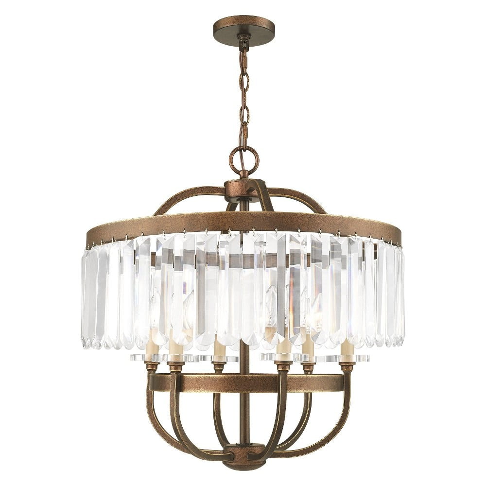 Mini Bronze Crystal Chandelier with Hand Painted Finish