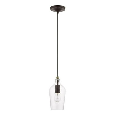 41240-07-Livex Lighting-Avery - 1 Light Mini Pendant In Transitional Style-16 Inches Tall and 5.25 Inches Wide-Bronze/Antique Brass Finish