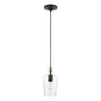 41240-07 Livex Lighting Avery - 1 Light Mini Pendant In Transitional Style-16 Inches Tall and 5.25 Inches Wide-Bronze/Antique Brass Finish