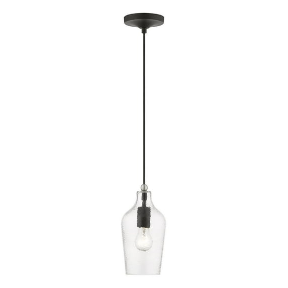 Livex Lighting, 41240-04, Avery, Mini Pendant, Black with Brushed Nickel Accent