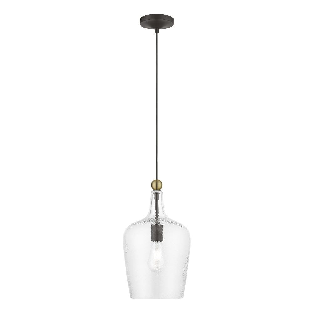 Avery Transitional Bronze Antique Brass Clear Glass Pendant Light