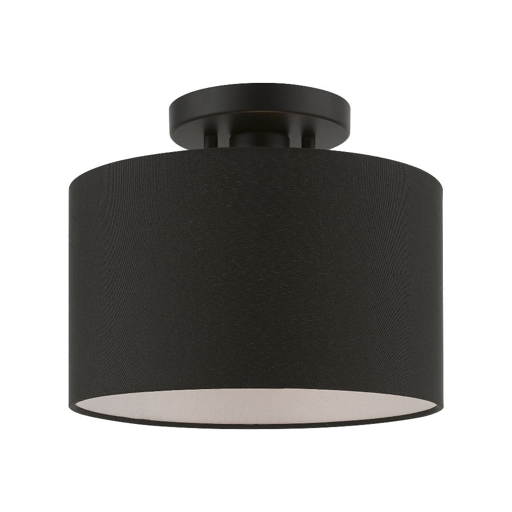 Bainbridge Black Fabric Shade Semi-Flush Drum Light